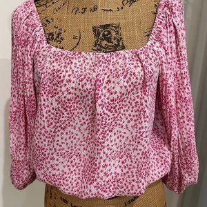 - Lucy Paris Pink Floral Square-Neck Top